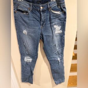 Women’s Mid Rise Jeans Custom Paint and Distress Level 99